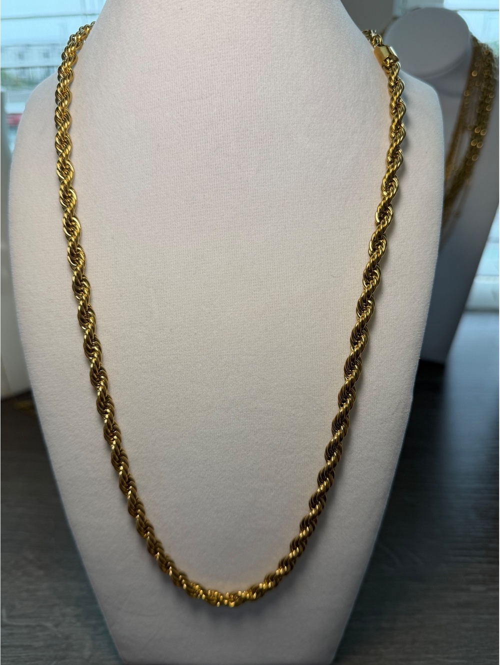 Non-Tarnish 18K Gold Plated 6mm Rope Chain 24"
